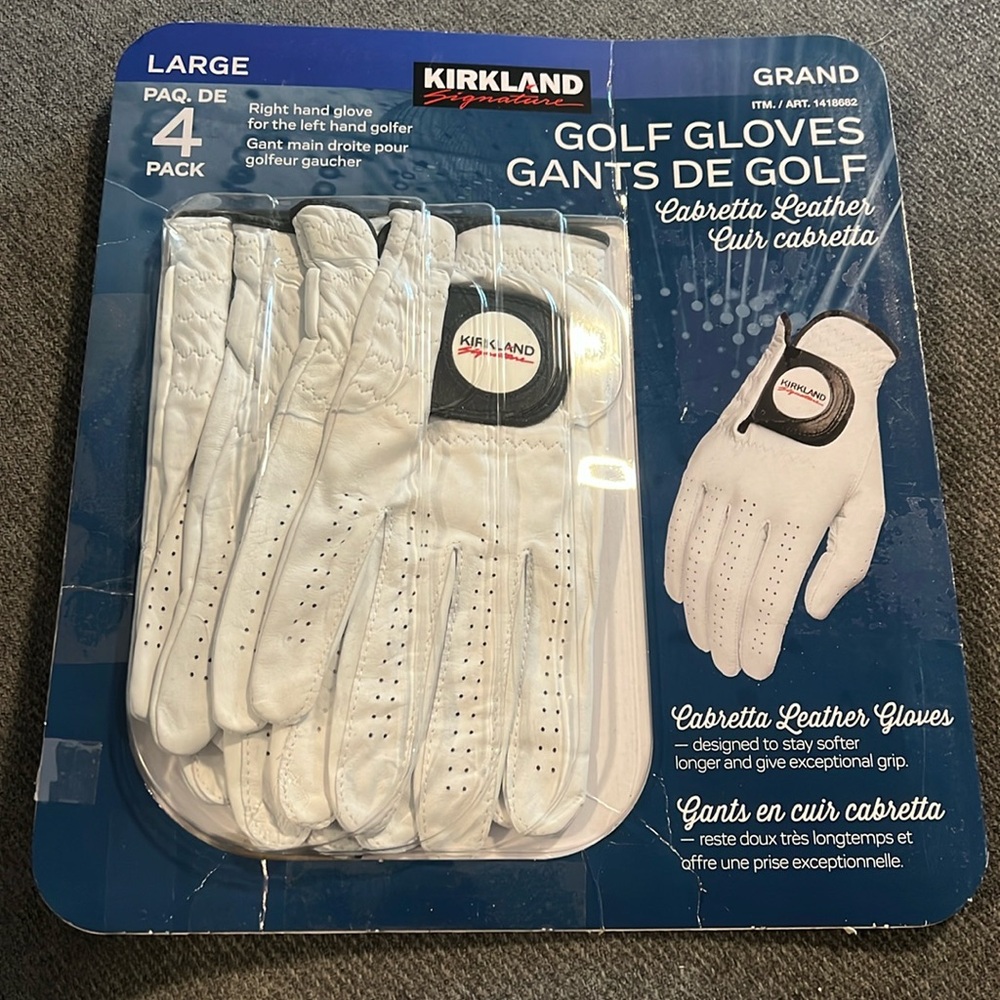 Kirkland Signature Cabretta Leather Golf Gloves 4-pack